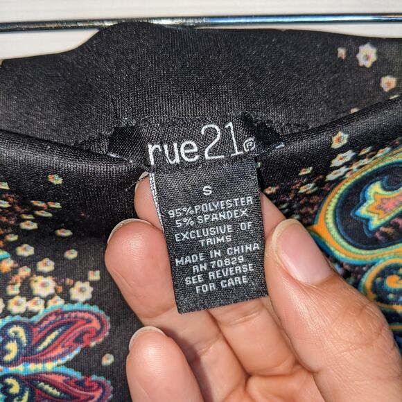 Rue21 Black Paisley Boho Floral Print Pencil Skirt S - Picture 4 of 10